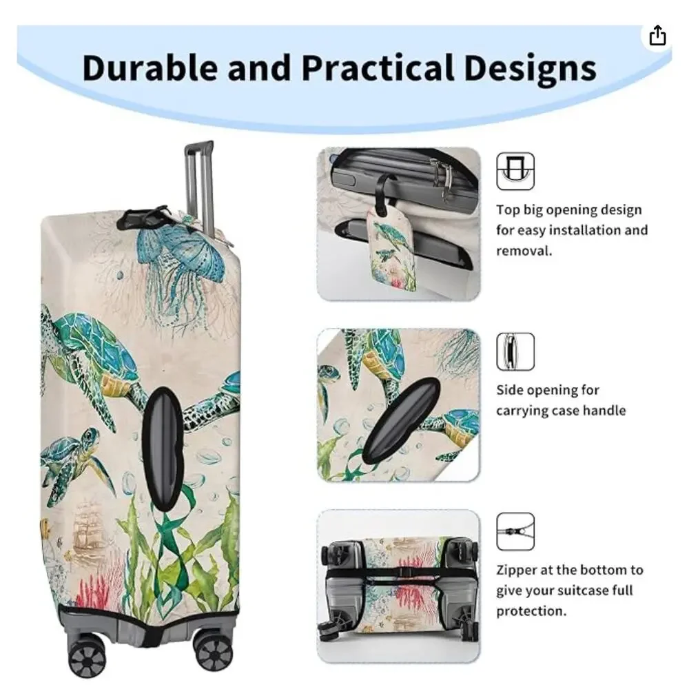 Ocean Turtle Suitcase Cover, Washable Travel Luggage Covers for Suitcase- XL